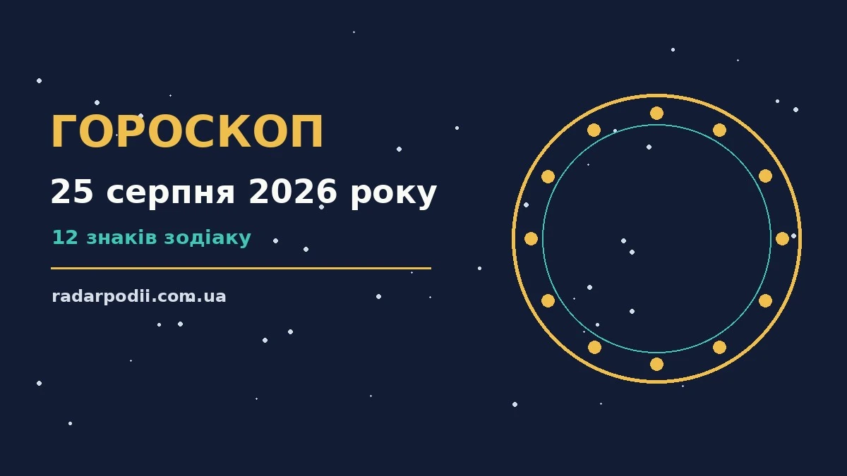 Щоденний гороскоп на 25 серпня 2026 року: нотатник, ручка та символи знаків зодіаку на тлі ранкового світла